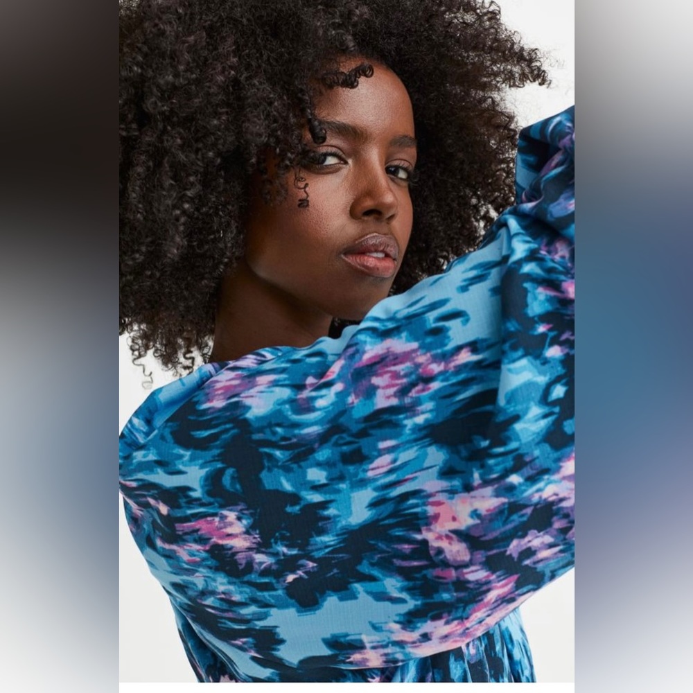 NWTS H&M Ballon Sleeve Creped Dress - Picture 4 of 6